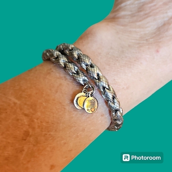 ALEX and ANI Silver Vintage 66 Braided Wrap Bracelet - Picture 1 of 6